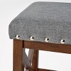 PAGED 29.6" High Saddle Bar Stools Set of 2, Modern Wooden Counter Height Bar Chair with Nailhead Accents for Bar, Kitchen, Dining Room - 3 of 4