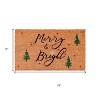 HomeRoots 17" X 29" Brown Black And Green Christmas Merry and Bright Outdoor Coir Door Mat - 3 of 4