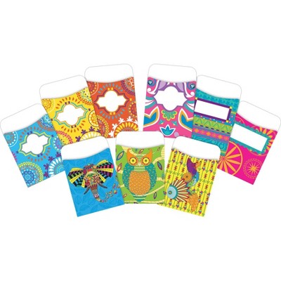 3pk 30ea Colorful Peel & Stick Library Pockets - Barker Creek