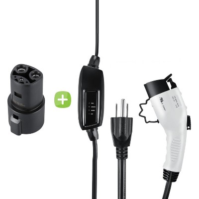 Lectron Tesla Adapter and Charger Bundle - J1772 NEMA 5-15 Plug Electric Vehicle (EV) Charger & J1772 to Tesla Adapter Bundle (110V 16A Level 1)