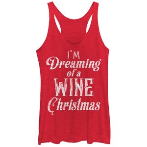 Women's CHIN UP Christmas Dreaming of  Wine Racerback Tank Top - 1 of 3