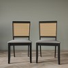 ChaletPosh Set of 2 Black Wooden Dining Chair with Cane in Light Grey Cover - 2 of 4