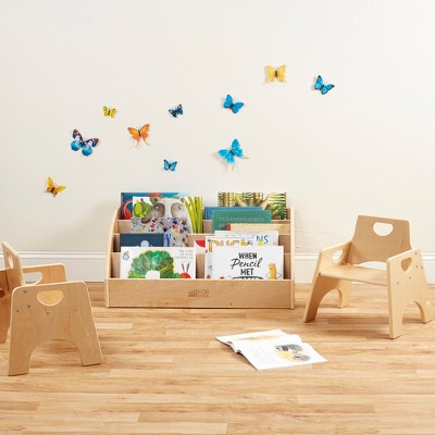 Natural Birch Toddler Book Display with Adjustable Shelves