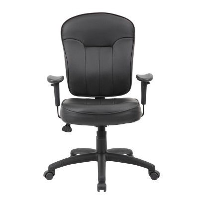 Boss 26'' Adjustable Black LeatherPlus Task Chair with Swivel