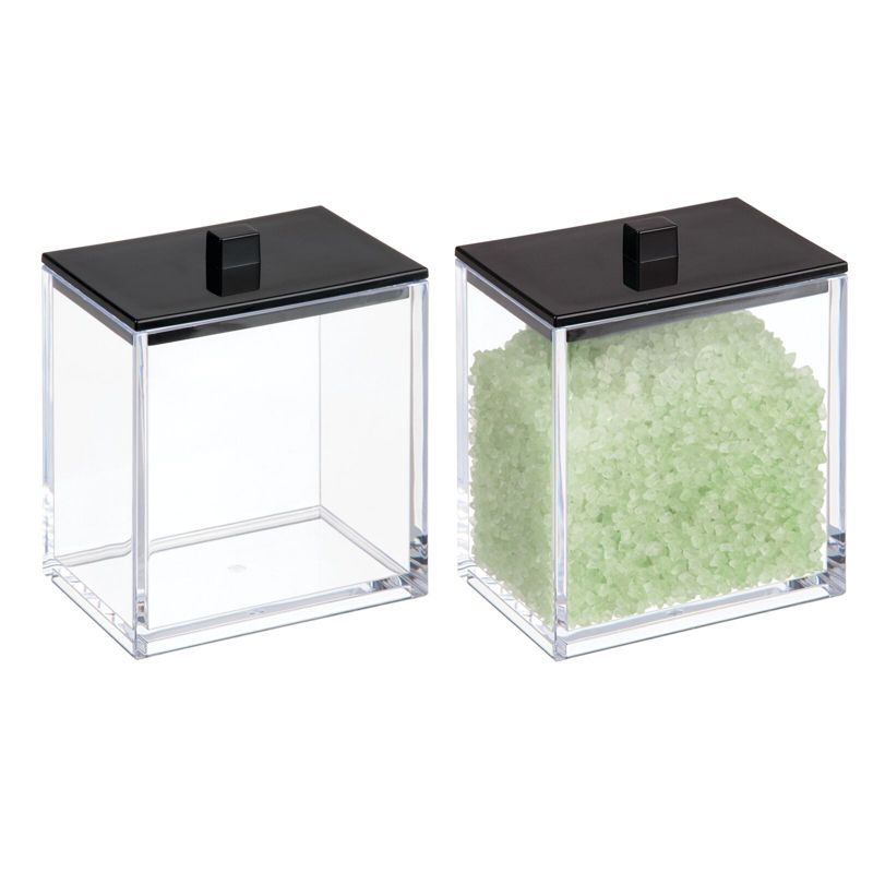 mDesign Plastic Rectangle Apothecary Storage Canister, 2 Pack, 1 of 9