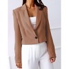 Women's Long Sleeve Button Blazer Notch Lapel Jacket Short Office Coat - 2 of 4