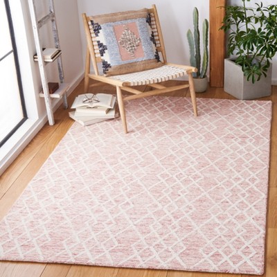 Ivory and Pink Hand-Tufted Wool 3' x 5' Area Rug