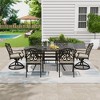 Mondawe 7 Pieces Cast Aluminum Outdoor Table Dining Set with 4 Dining Chairs & 2 Swivel Rockers - 3 of 4