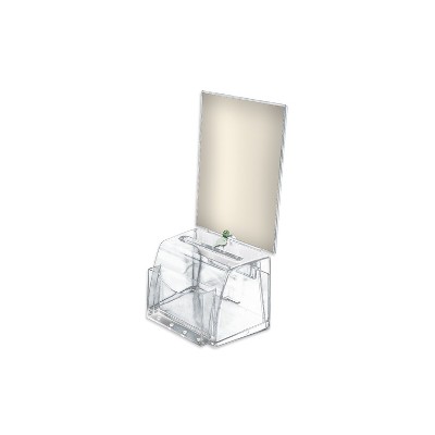 Clear Acrylic Medium Suggestion Box with Lock and Sign Holder
