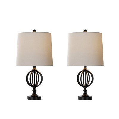 Table Lamps- Set of 2 Openwork Iron Orb (Includes LED Light Bulb)