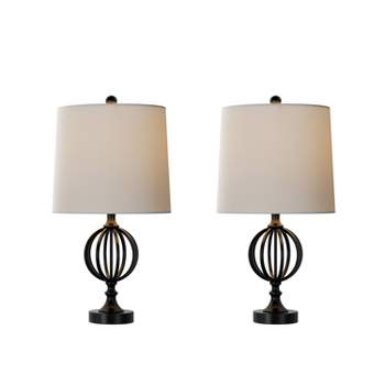 Table Lamps- Set of 2 Openwork Iron Orb (Includes LED Light Bulb)