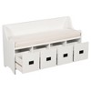 White Wood 1 White Rectangular Movable Cushion Storage Bench with Drawers & Backrest Shoe Bench - Unique Design, Multi-Purpose, Reliable Workmanship - 3 of 4