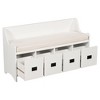 Multifunctional Wooden Shoe Cabinet Bench With Removable Cushions, Storage Drawers And Backrest For Living Room Bedroom Entryway - image 3 of 4