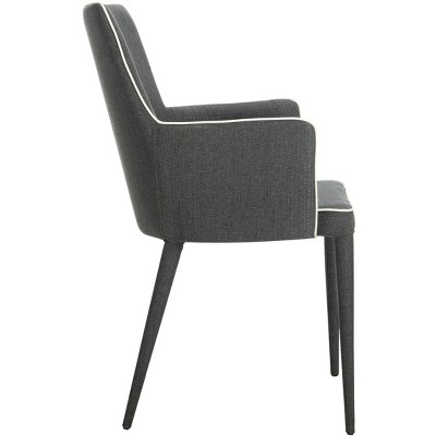 Transitional Faux Leather Arm Chair in Beige and Gray