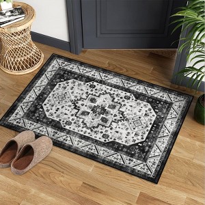 Low Pile Soft Carpet,Boho Vintage Area Rug,Non Slip Washable Rug for Living Room,Machine Washable Floor Mat for Bedroom, Office, Nursery - 1 of 4