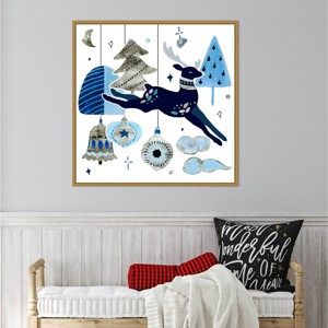 Amanti Art 30"x30" Goodnight Reindeer I by Melissa Wang Framed Canvas Wall Art Print - 1 of 4