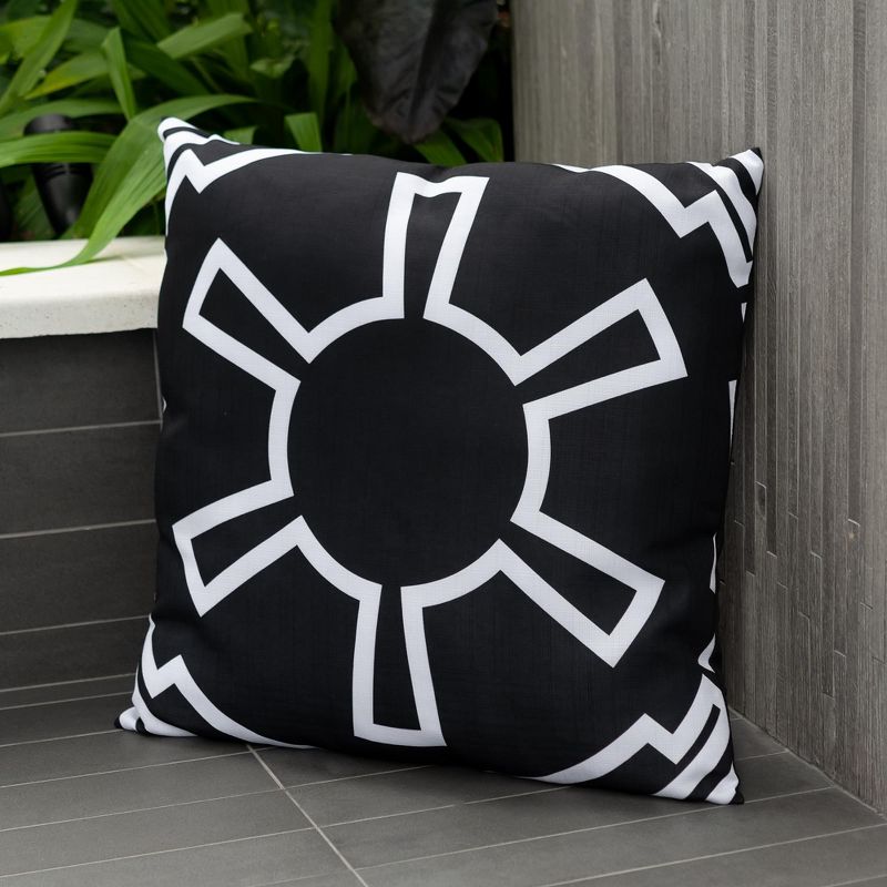 Star Wars White Imperial Symbol 25"x25" Black Square Outdoor Pillow, 5 of 8