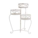 Nature Spring 3-Tier Folding Wrought Iron Metal Plant Stand for Indoor or Outdoor Use - White