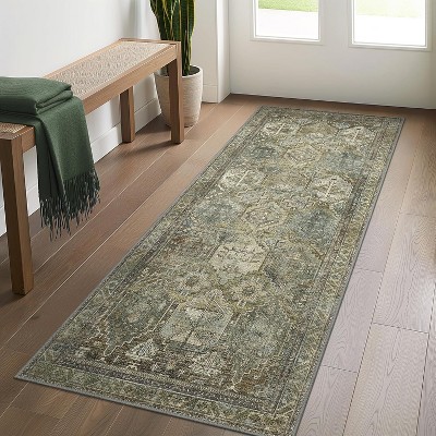 Abynow Diamond Distressed Persian Style Washable Indoor Rug