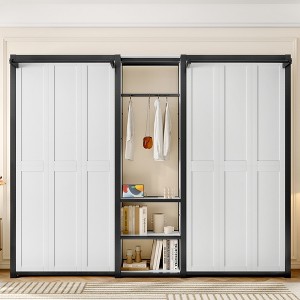Twin and Twin Murphy Bed with Wardrobe, Shelves and Power Outlets - 1 of 4