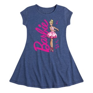 Girls' - Barbie - Ballerina Pose Fit & Flair Cap Sleeve Dress - 1 of 2