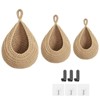 Aoibox 3-Pack Woven Hanging Baskets with 6 Hooks for Kitchen Storage, Farmhouse Style Fruit & Vegetable Organizer - 2 of 4