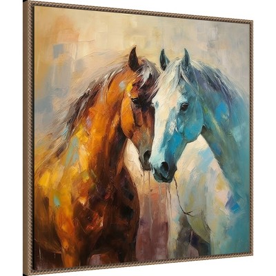 30 x 30 Bronze Framed Abstract Horse Canvas Print