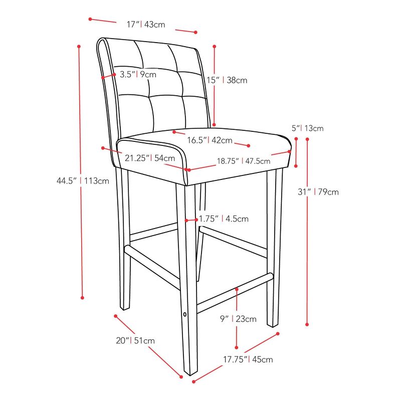 Counter and Barstool with Padded Back - CorLiving, 5 of 6