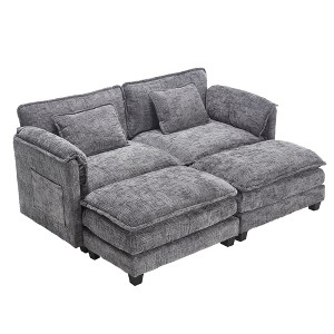NicBex Chenille Sectional Sofa with 2 Ottomans and Removable Armrests for Living Room,Bedroom,Apartment,Gray - 1 of 4