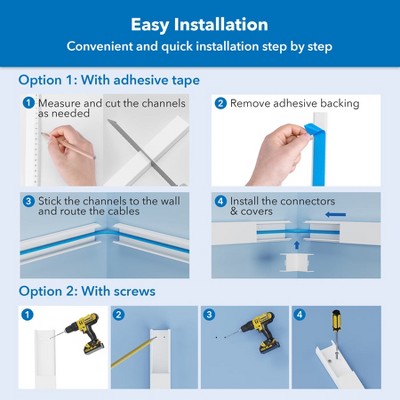 White PVC Wall Cable Concealer Kit with Connectors
