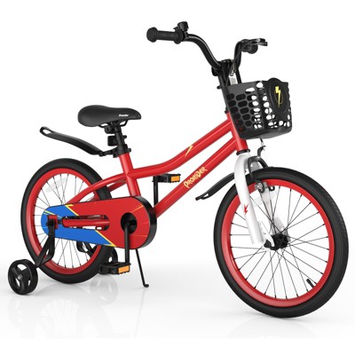 Infans 18" Kid’s Bike w/Removable Training Wheels & Basket for 4-8 Years Old  Red