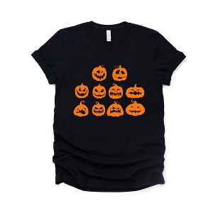 Simply Sage Market Women's Halloween Pumpkin Faces Short Sleeve Graphic Tee - 1 of 4