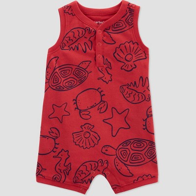 Image of Carter's Just One You®️ Baby Boys' Sea Creatures Romper - Red 3M