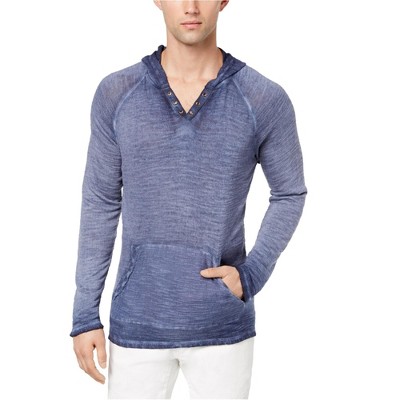 I.N.C International Concepts Mens French Terry Hoodie Sweatshirt, Blue, Large