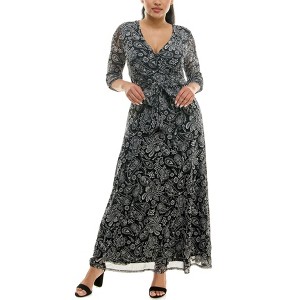 Harlow & Rose Womens 3/4 Sleeve Faux Wrap Maxi Dress - 1 of 3