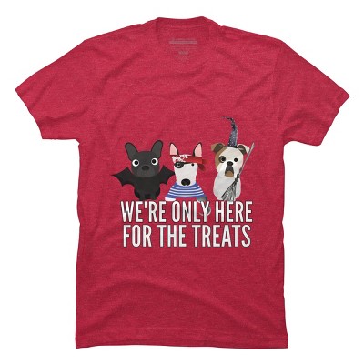 Men's Design By Humans Dog Halloween - We're Only Here For The Treats By PedigreePrints T-Shirt