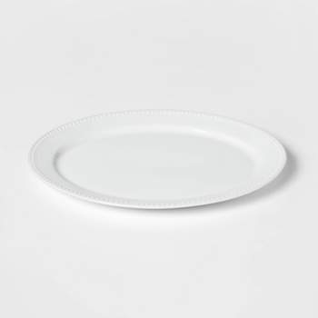 15" x 12" Ceramic Oval Beaded Platter White - Threshold™