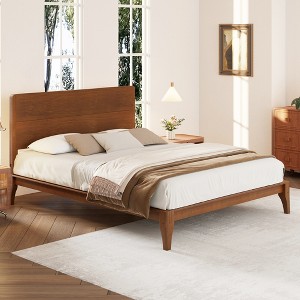 KIGFTSOD Mid-Century Modern 12 Inch Bamboo Wood Platform Bed with Wood Slat Metal Support, No Box Spring Needed, Easy Assembly - 1 of 4