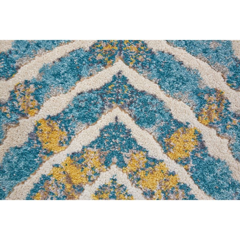 Keats Transitional Abstract Blue/Ivory/Yellow Area Rug, 3 of 5