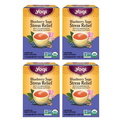 Yogi Tea - Blueberry Sage Stress Relief -  64 ct, 4 Pack