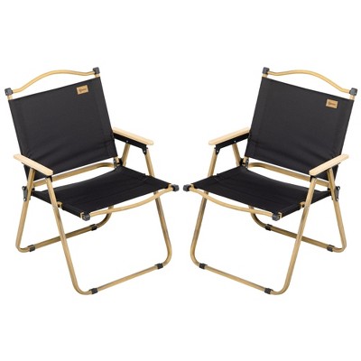 PAGED Portable Chair 2 Pack Folding Lawn Chair Beach Chair for Indoor and Outdoor Thick Steel Frame for Camping, Garden, Fishing, Hiking, Black