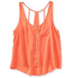 Aeropostale Womens Pocket Woven Tank Top, Orange, X-Large - 1 of 2