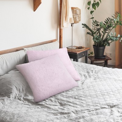 Lavender Faux Shearling 18" Square Pillow Covers Set of 2