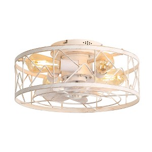 Airsurfer 16.5-Inch Gold/White Flush Ceiling Fans with Remote - 1 of 4