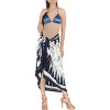 LA LEELA Women's Wraps Swimwear Sarong Cover up Holiday Long Beachwear Pareo Swimsuit Wrap One Size Blue, Abstract - 2 of 4