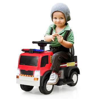 Costway Kids 6V Ride On Fire Truck Fire Engine Battery Powered w/ Siren