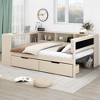 NicBex Full Size Daybed Modern Wooden Bed Frame with 2 Drawers, 5 Shelves, Upholstered Headboard and Ports for Bedroom, No Box Spring Required - 2 of 4