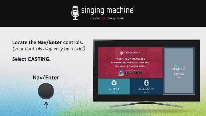 Singing Machine SingCast One Casting Bluetooth Karaoke System with wireless Microphone, 2 of 10, play video