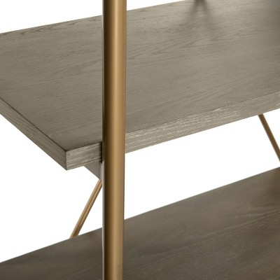 Rustic Oak and Gold Quintuple-Tier Etagere