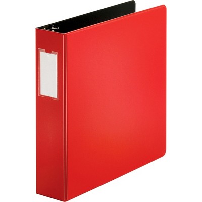 Business Source D-Ring Binder w/Label Holder Hvy-Dty 2" Red 33112